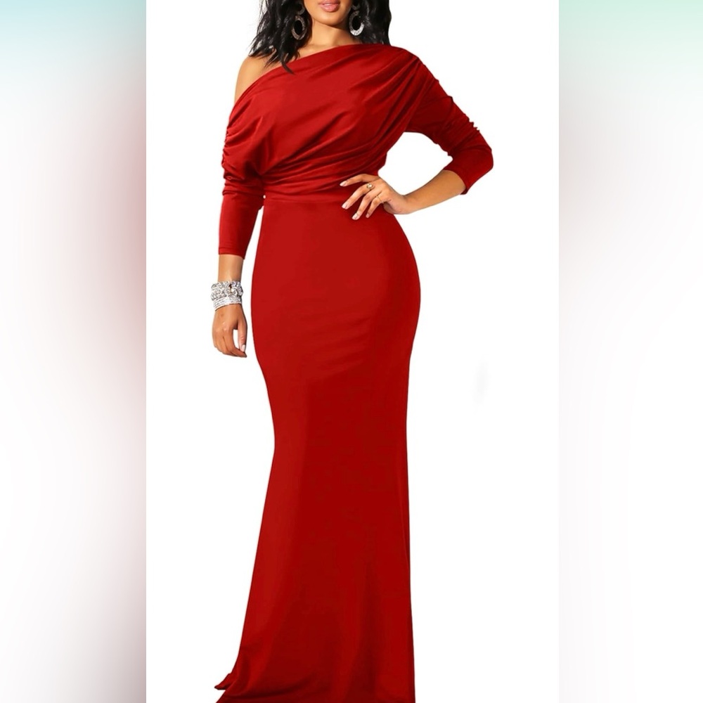Elegant Off-Shoulder Red Evening Dress
